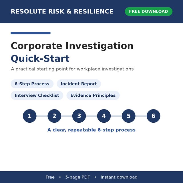 Corporate Investigation Quick-Start cover